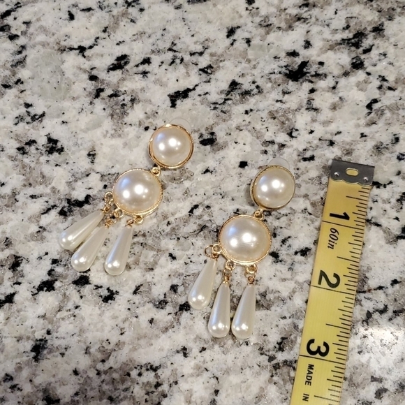 Boho Big Pearl drop Tassel Earrings gypsy - Picture 7 of 8